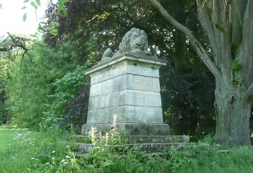 Za pomníkem Spícího lva do dubenského lesa
